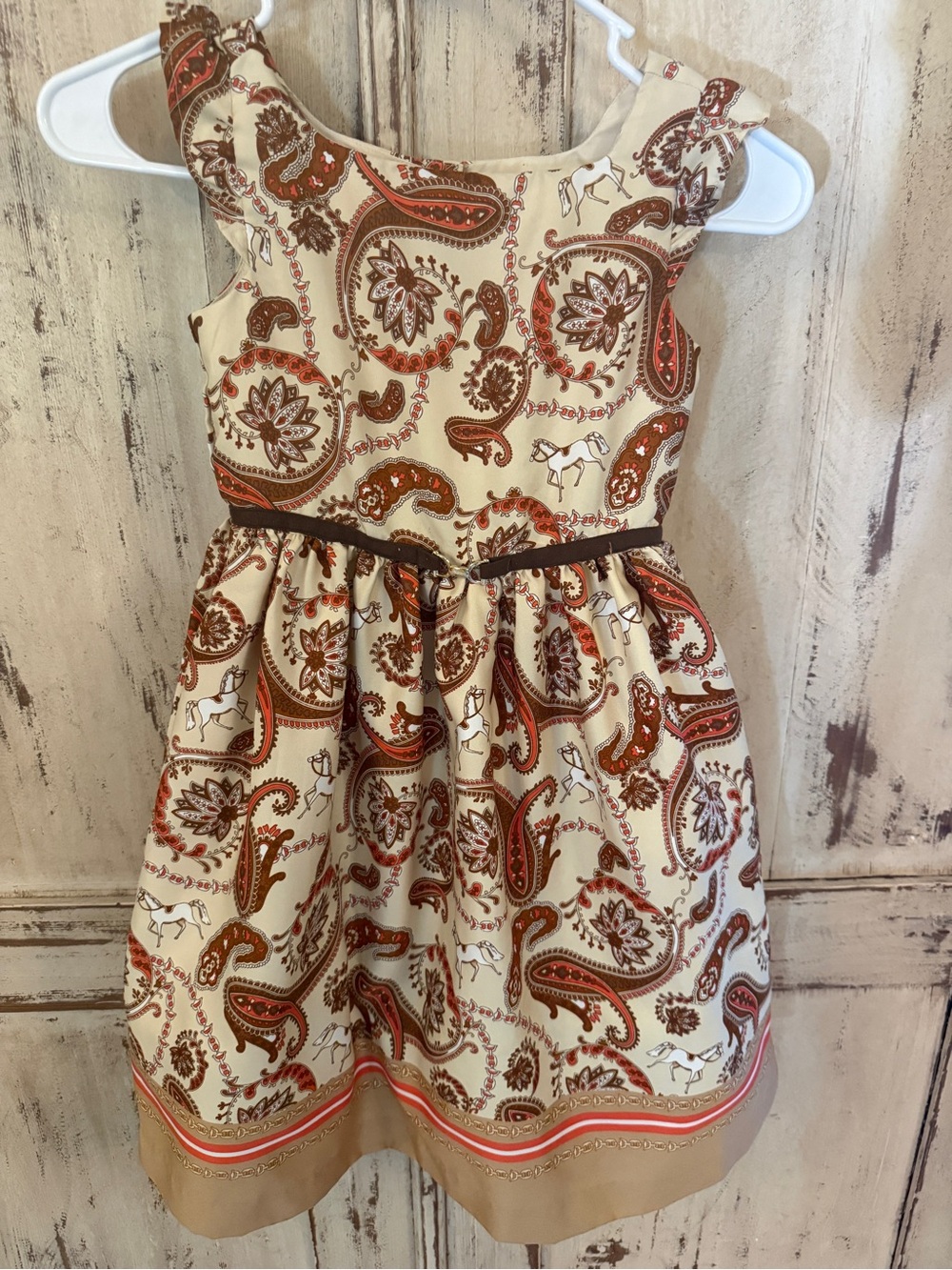 Janie and Jack Paisley Horse print dress with attached petticoat. Size 6. Derby